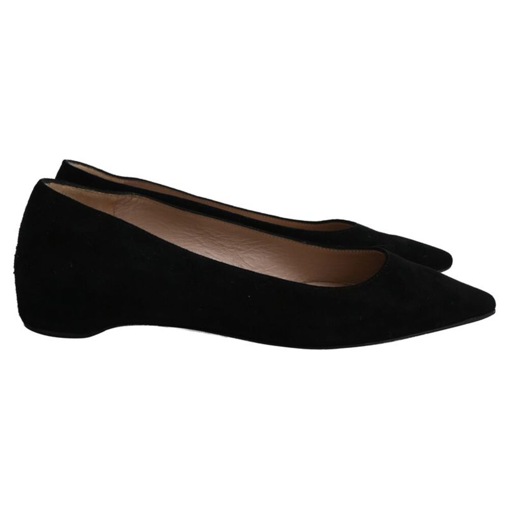 Stuart Weitzman Pointed-Toe Ballet Flats in Black Suede